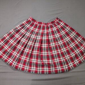 Vintage Dennis Skirt Girls 14 Red Plaid Pleated School Uniform Academia USA